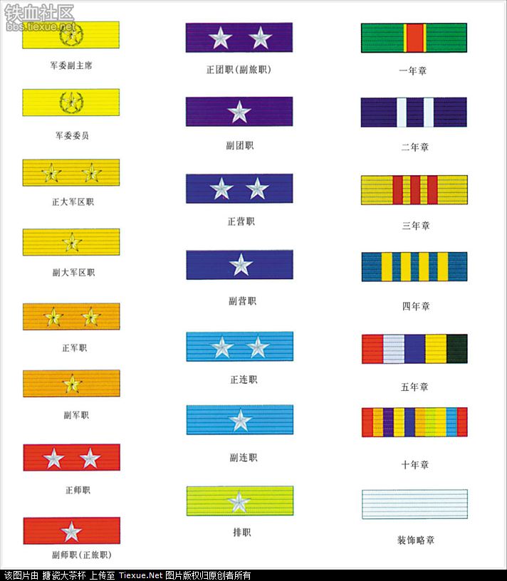 军衔胸章级别图片(解放军军衔胸章图解)